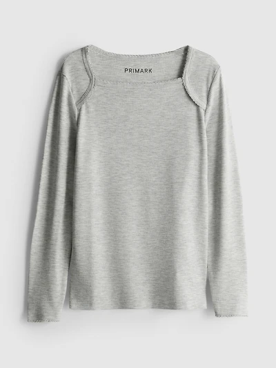 7-15yrs | Square-Neck Long-Sleeve T-Shirt