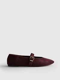 Faux Suede Buckle Mary Janes