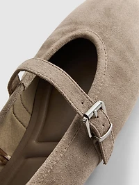 Faux Suede Buckle Mary Janes
