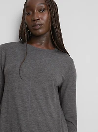 Longline Curved Hem Long Sleeve Top