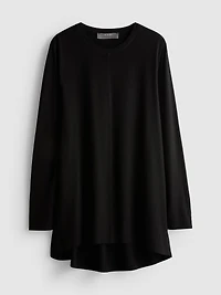 Longline Curved Hem Long Sleeve Top