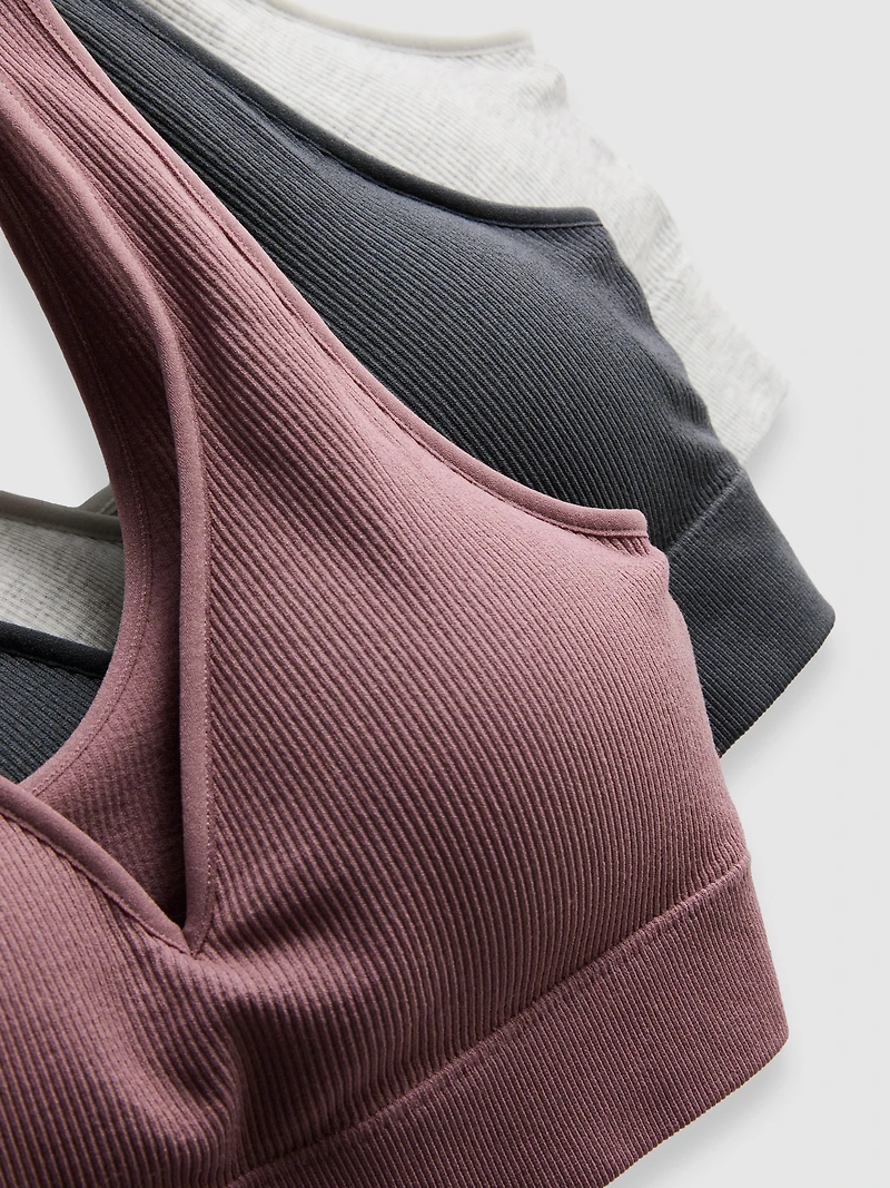 3pk Seamless V-Neck Bralettes