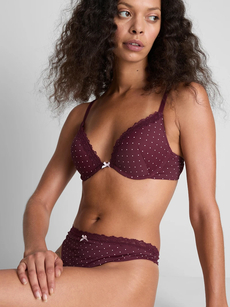 Microfiber Lace Push-Up Lingerie Set
