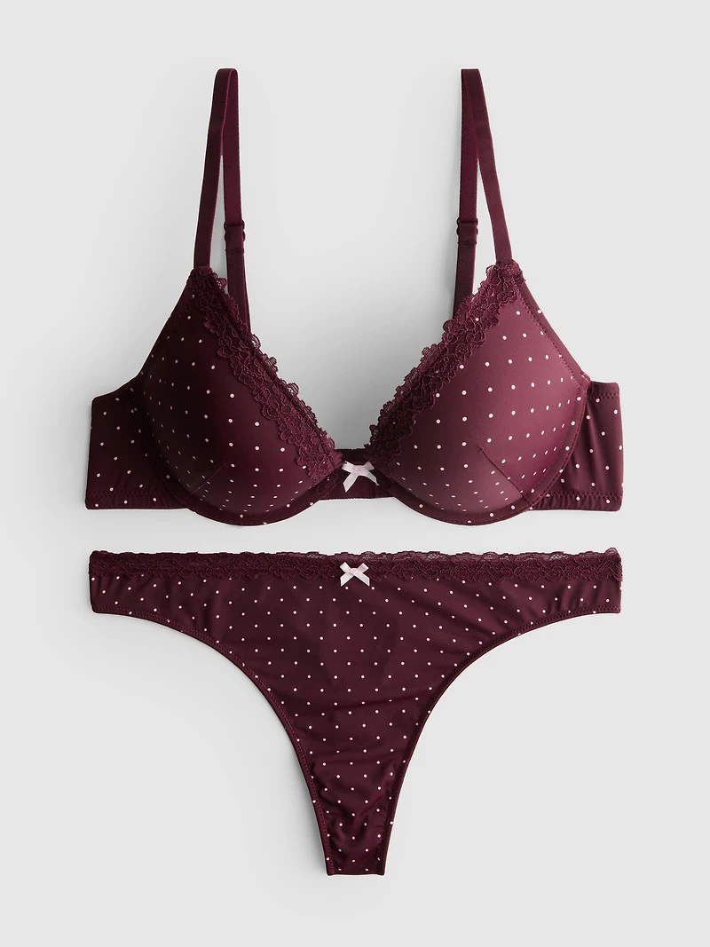 Microfiber Lace Push-Up Lingerie Set