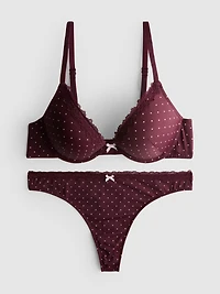 Microfiber Lace Push-Up Lingerie Set