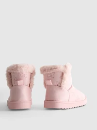 Bow Print Faux Suede Ankle Boots
