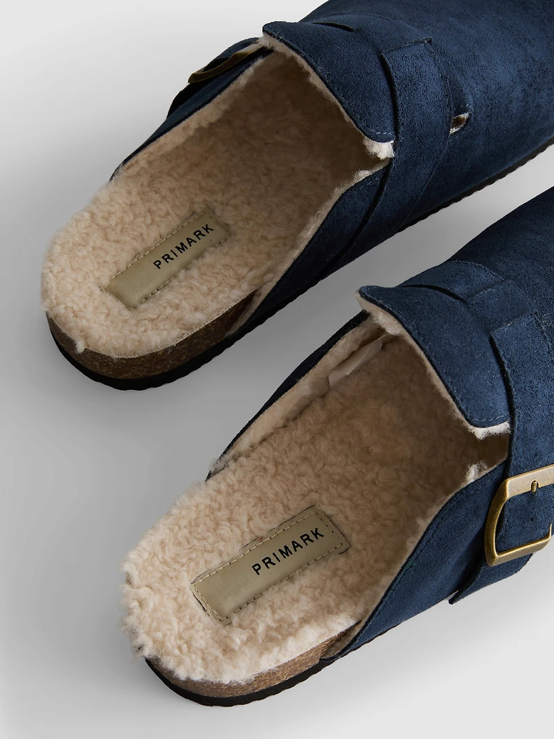 Faux Fur Lined Mule Slippers
