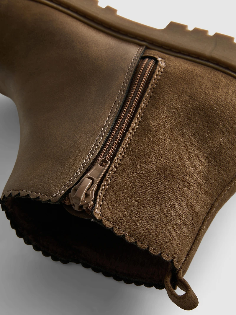 Embroidered Zip-Up Ankle Boots
