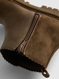 Embroidered Zip-Up Ankle Boots