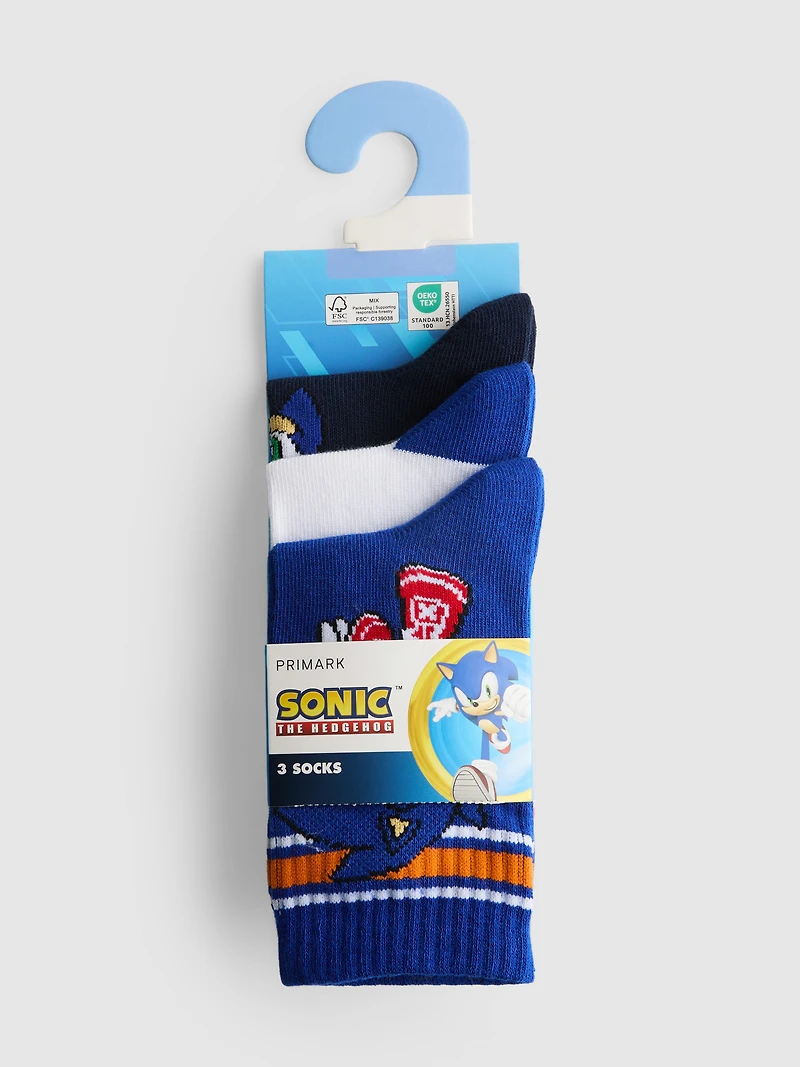 3pk Sonic The Hedgehog Crew Socks