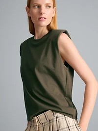 Cotton Shoulder Pad Tank Top