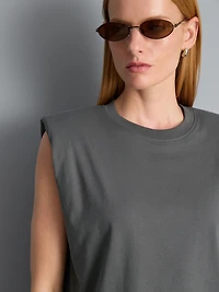 Cotton Shoulder Pad Tank Top