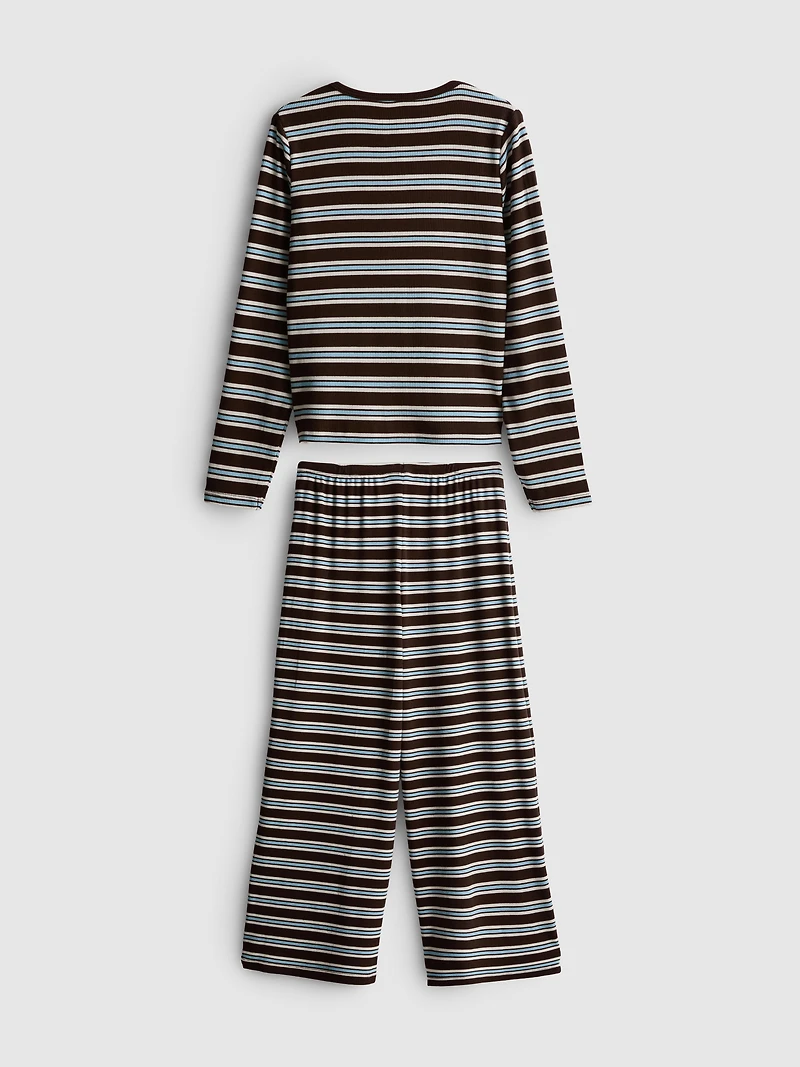 7-15yrs | Pure Cotton Ribbed Cardigan and Joggers Set