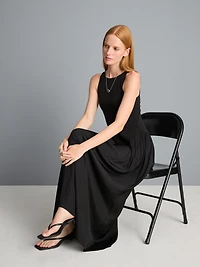 Dropped Hem Midi Dress