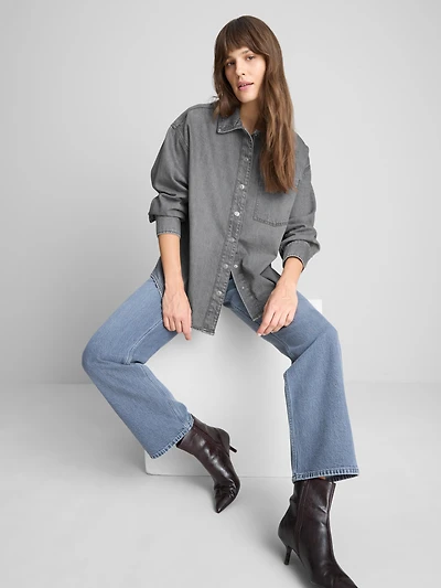 Relaxed Cotton Denim Button-Up Shirt