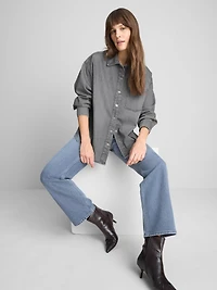 Relaxed Cotton Denim Button-Up Shirt