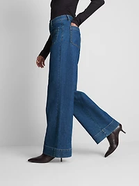 Patch Pocket Wide-Leg Jeans