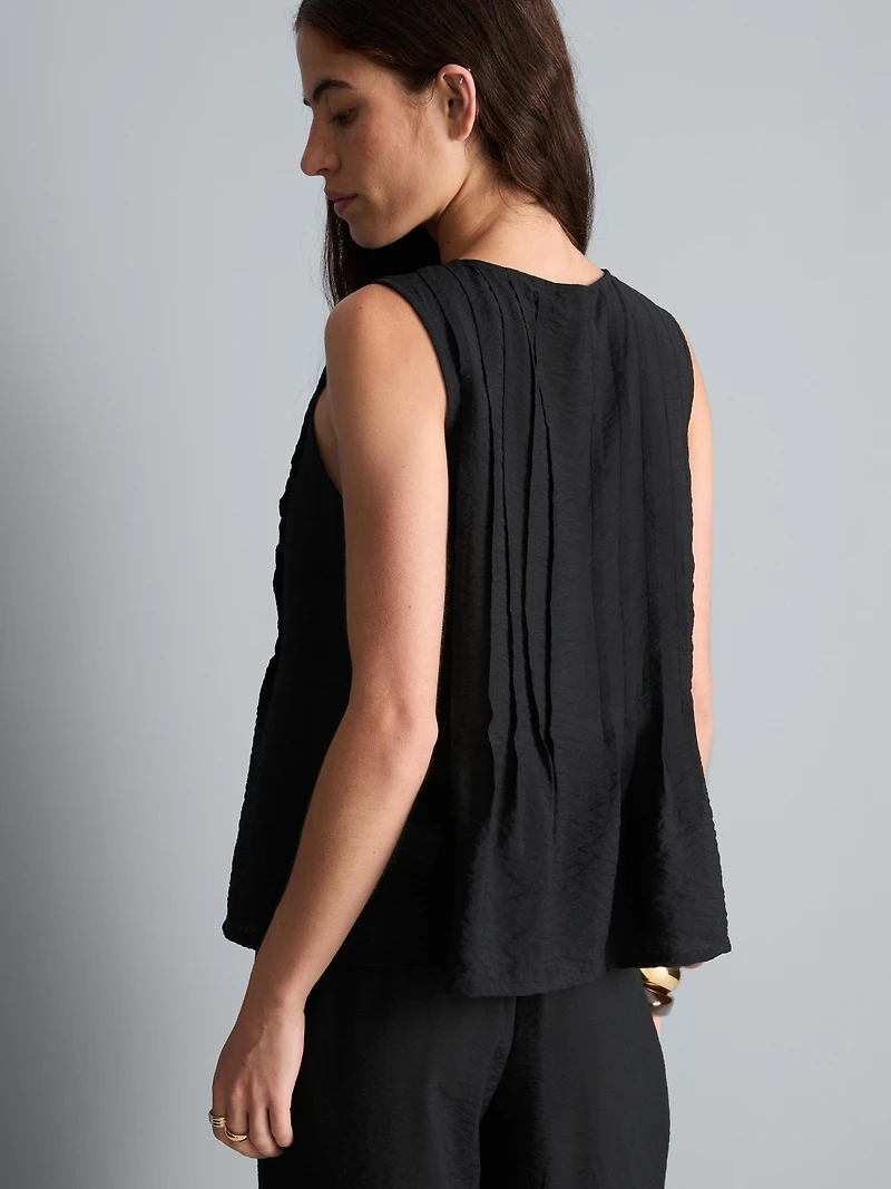 Pleated Crinkle Tie Front Top