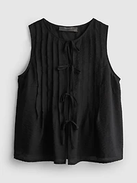 Pleated Crinkle Tie Front Top