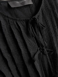 Pleated Crinkle Tie Front Top