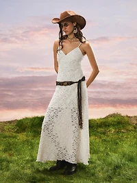 Textured Lace V-Neck Maxi Dress