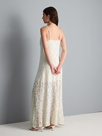 Textured Lace V-Neck Maxi Dress