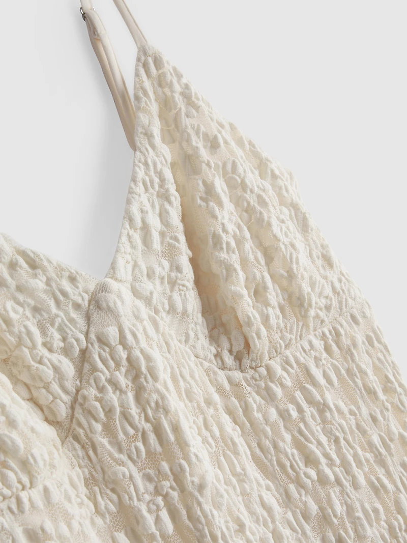 Textured Lace V-Neck Maxi Dress