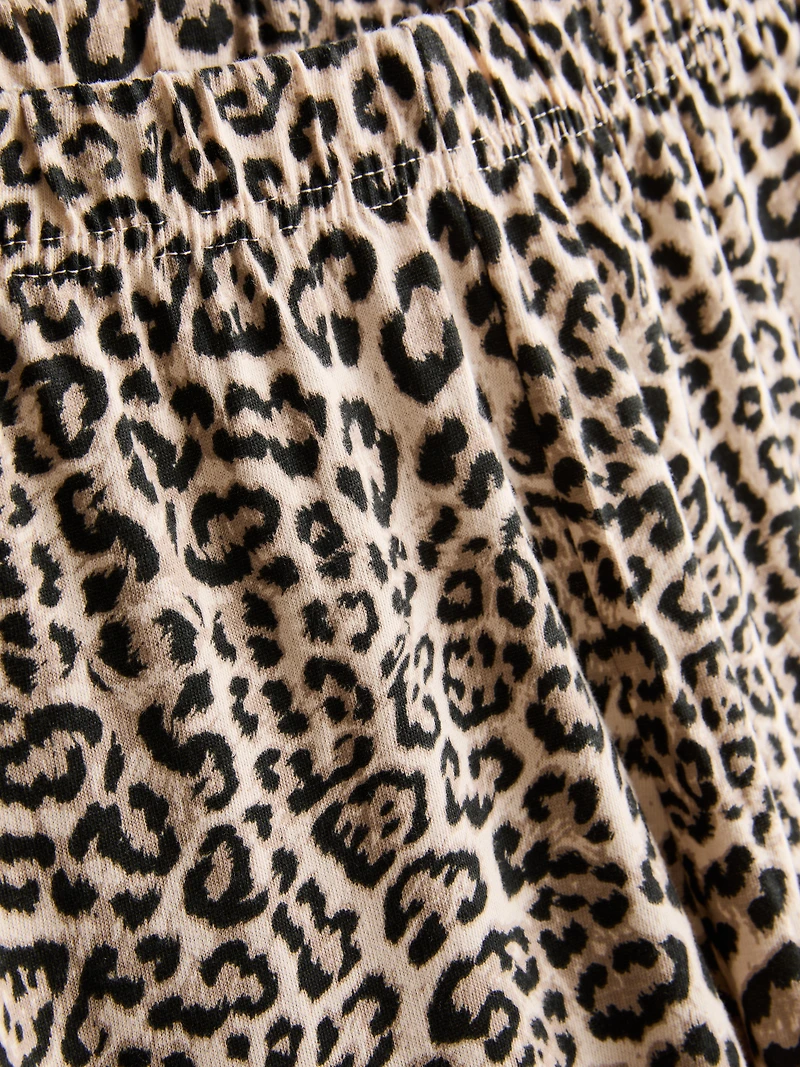 Cotton Crew Neck Leopard Pajamas