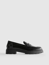 Faux Leather Chunky Penny Loafers