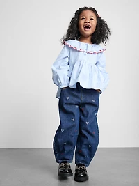 1-9yrs | Pure Cotton Embroidered Paper Bag Barrel-Leg Jeans