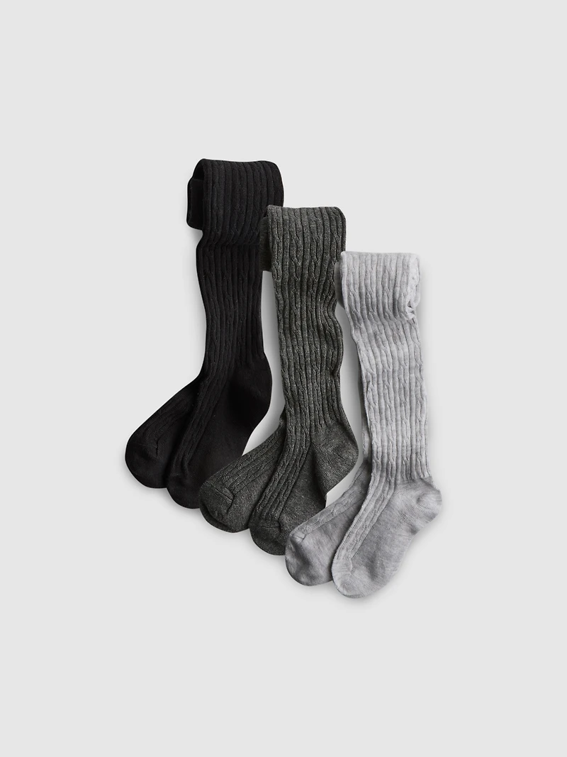 3-Pack Cable Knit Tights