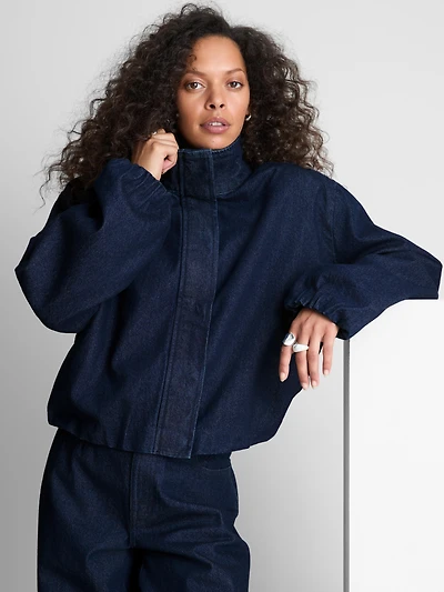 Paula Echevarría Funnel Neck Denim Jacket