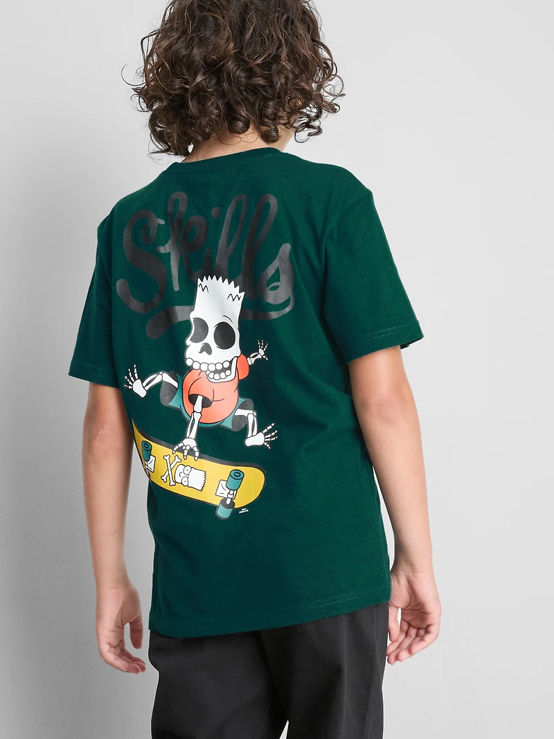 7-15yrs | The Simpsons Bart Skateboard Pure Cotton T-Shirt