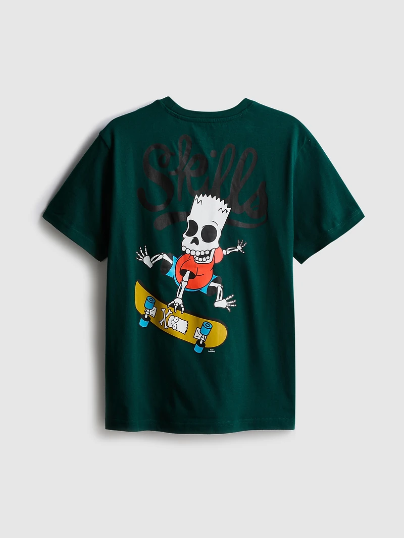 7-15yrs | The Simpsons Bart Skateboard Pure Cotton T-Shirt