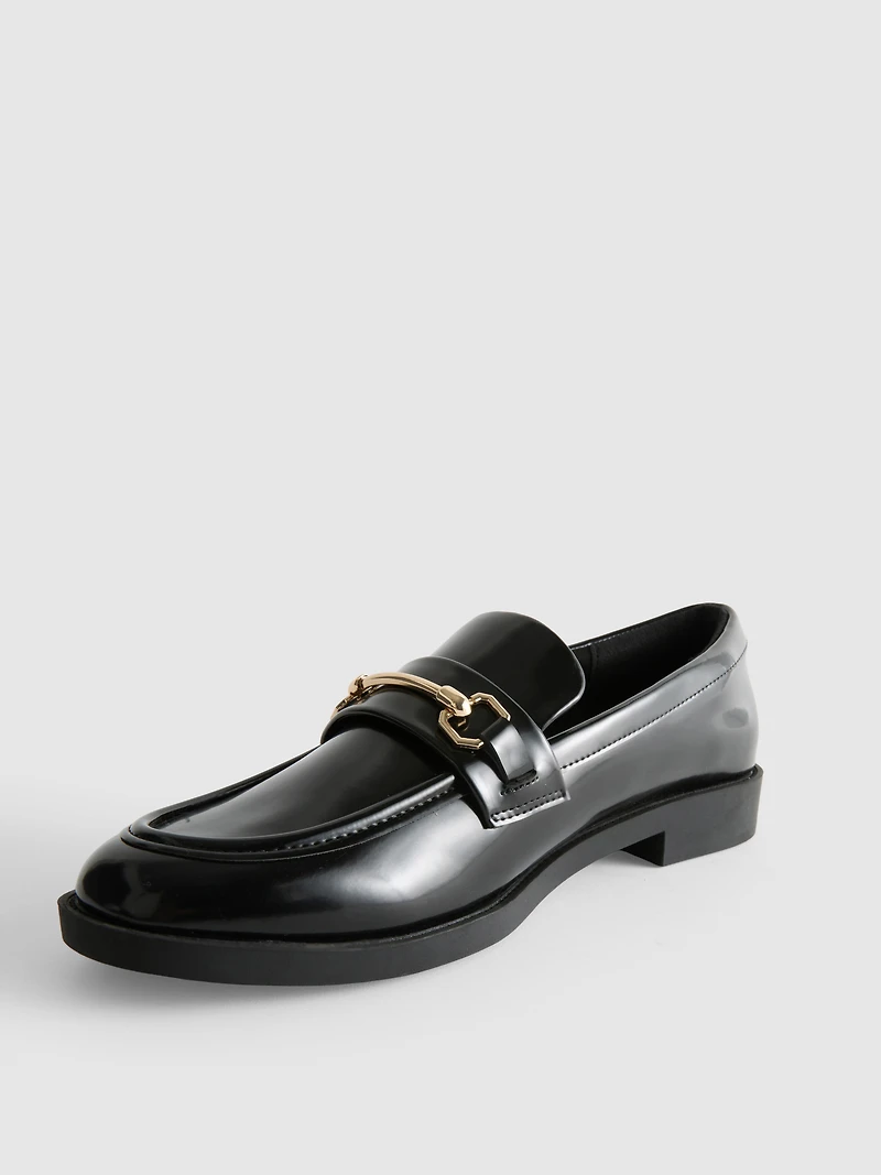 Faux Leather Snaffle Loafers