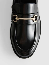 Faux Leather Snaffle Loafers