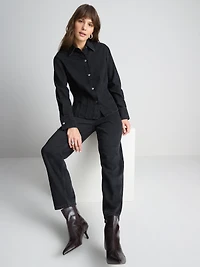Paula Echevarría Cotton Denim Peplum Shirt