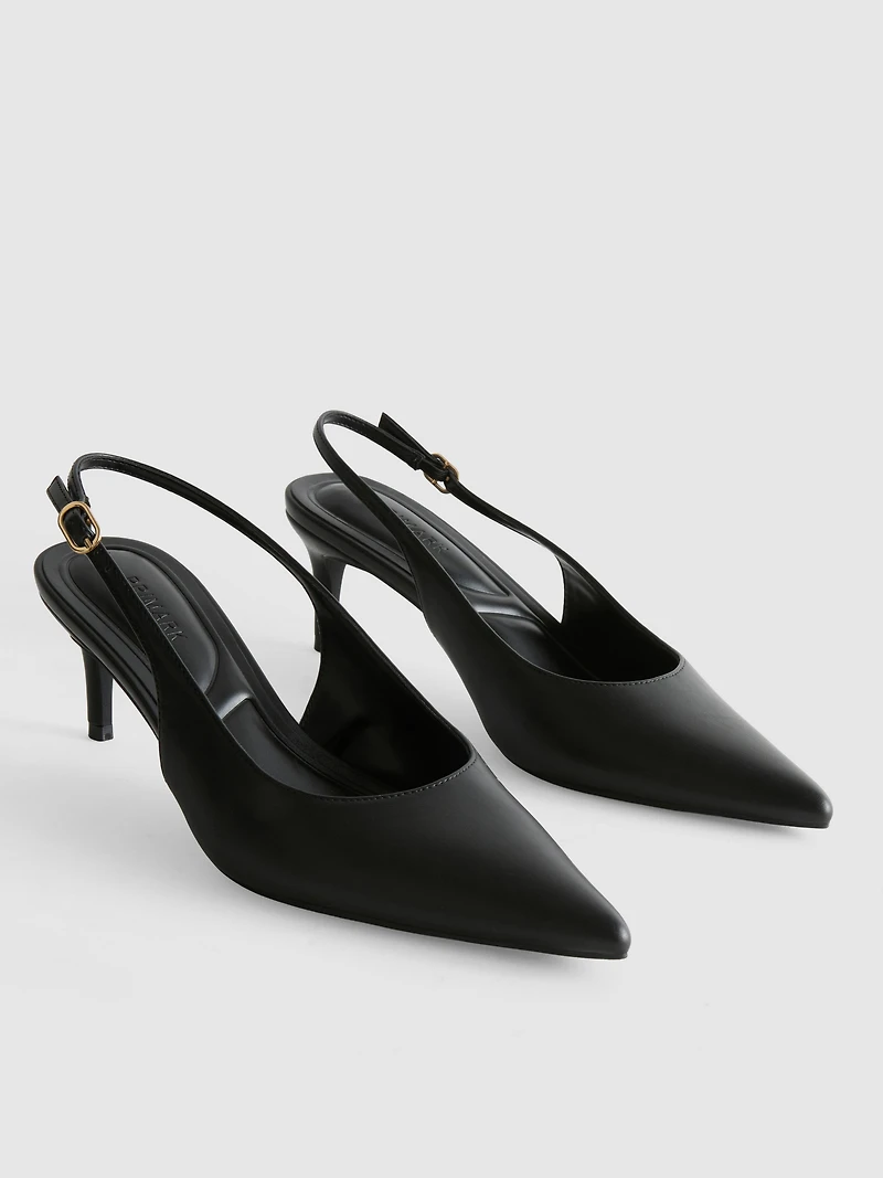 Pointed Slingback Kitten Heels