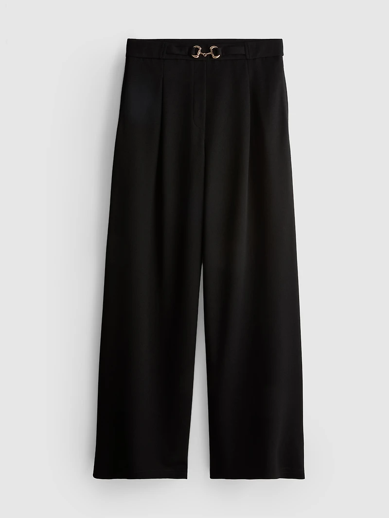 Snaffle-Detail Wide-Leg Pants