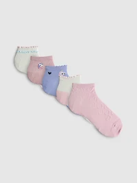 5pk Cotton-Rich Unicorn Graphic Quarter Socks