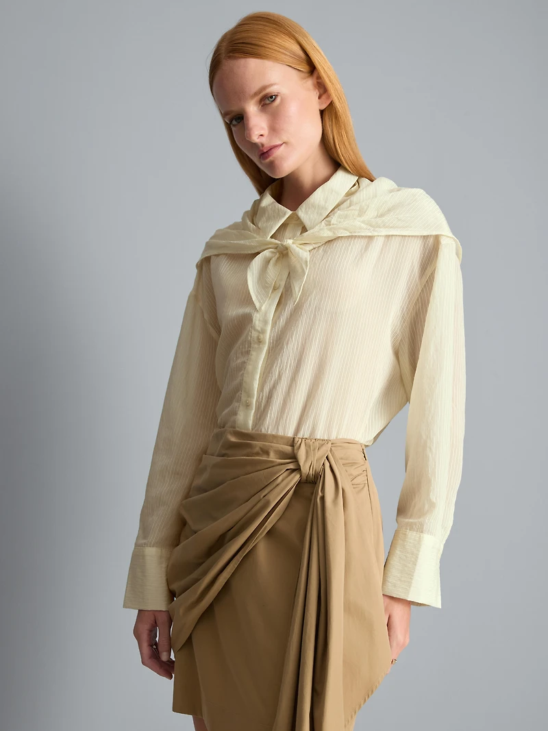 Textured Tie Neck Shirt