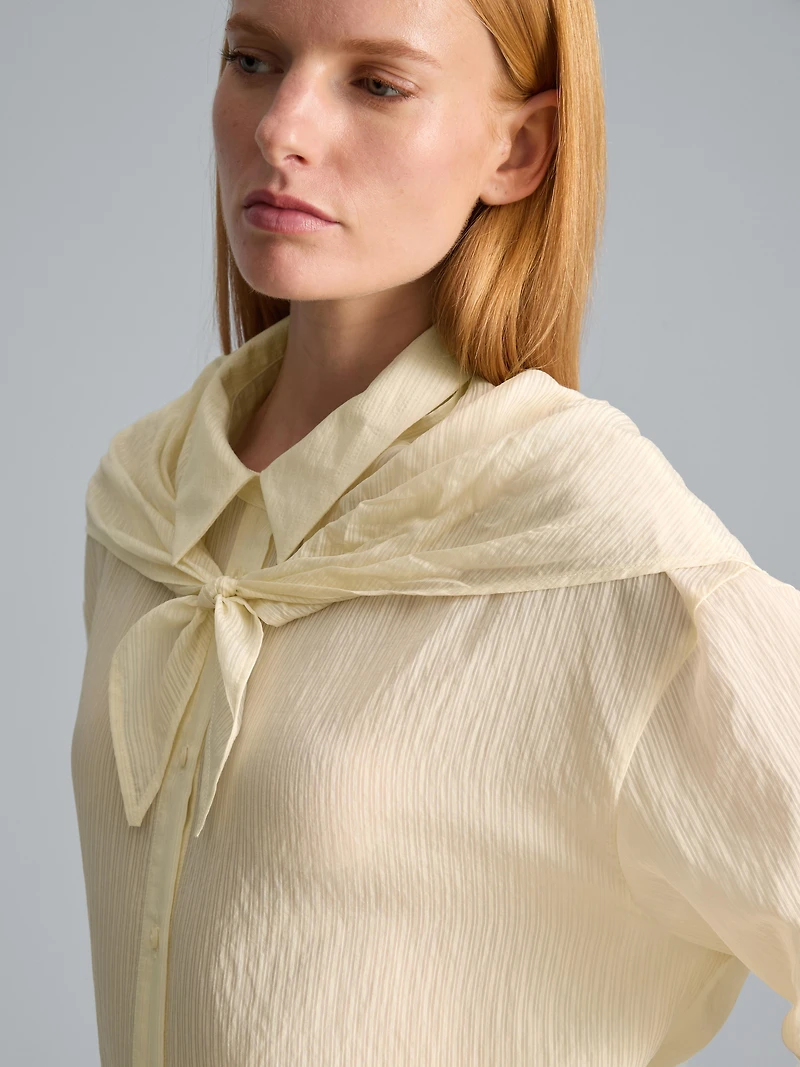 Textured Tie Neck Shirt