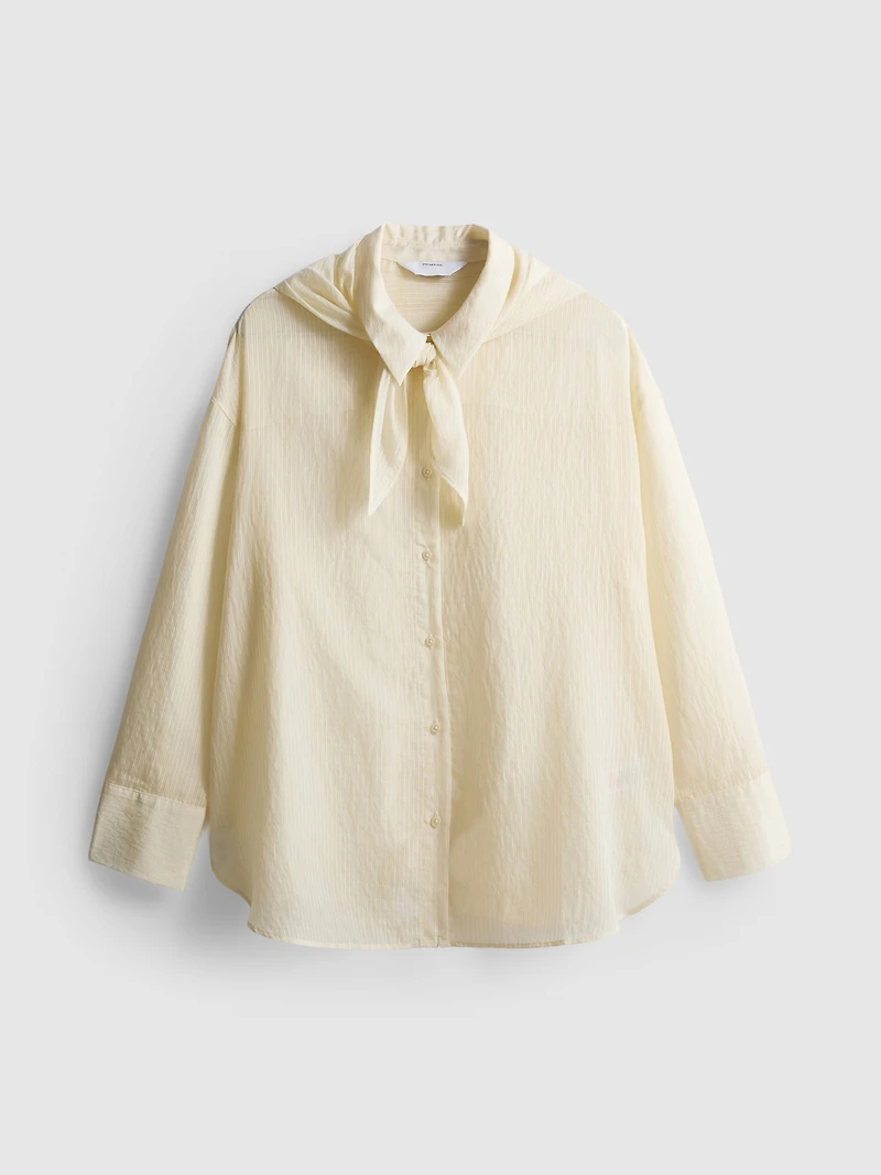 Textured Tie Neck Shirt
