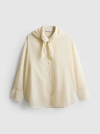 Textured Tie Neck Shirt