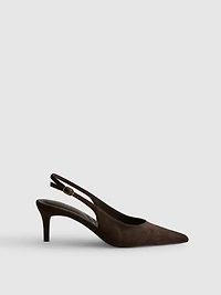 Paula Echevarría Faux Suede Slingback Kitten Heels