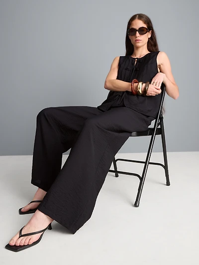 Wide Leg Crinkle Pants