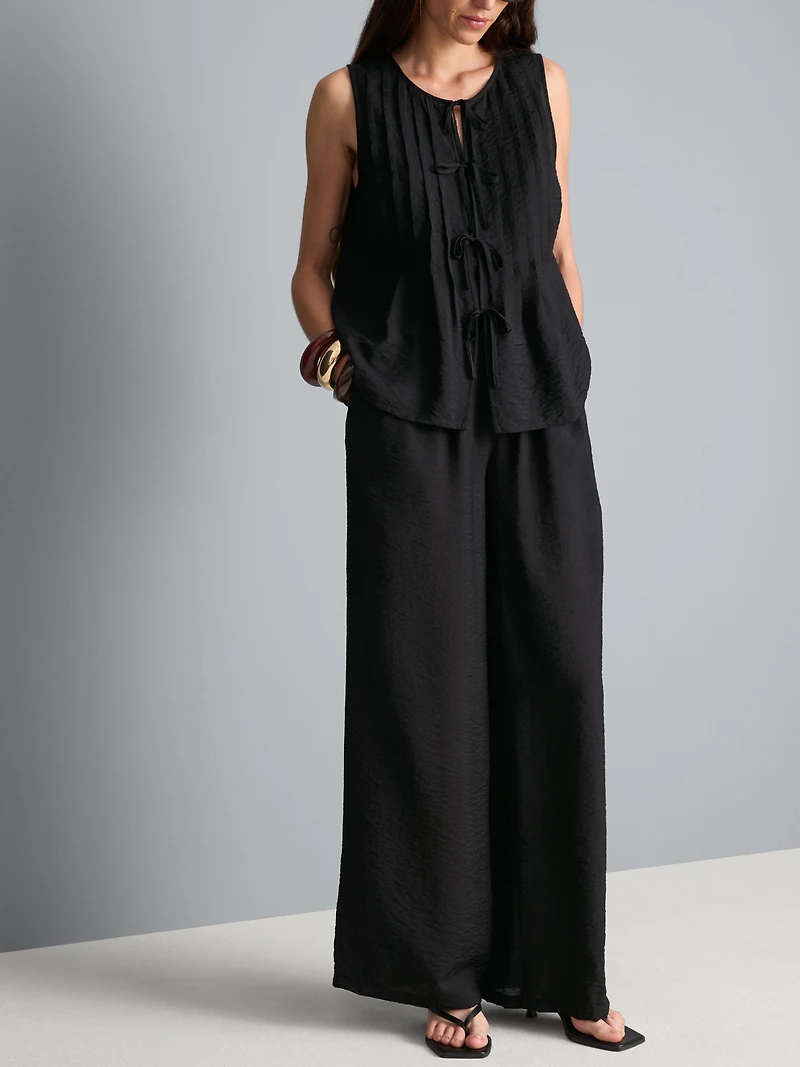 Wide Leg Crinkle Pants