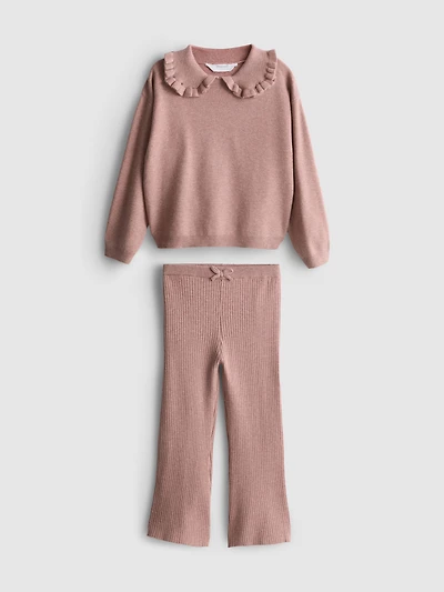 1-9yrs | Collared Sweater and Knit Leggings Set