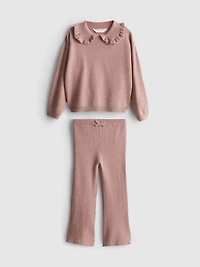 1-9yrs | Collared Sweater and Knit Leggings Set