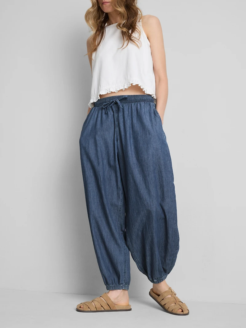 Cotton Denim Harem Pants